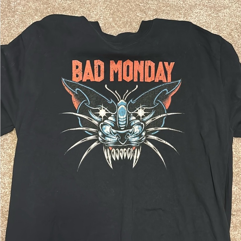 Black Short Sleeve Tee with Fierce Feline Graphic